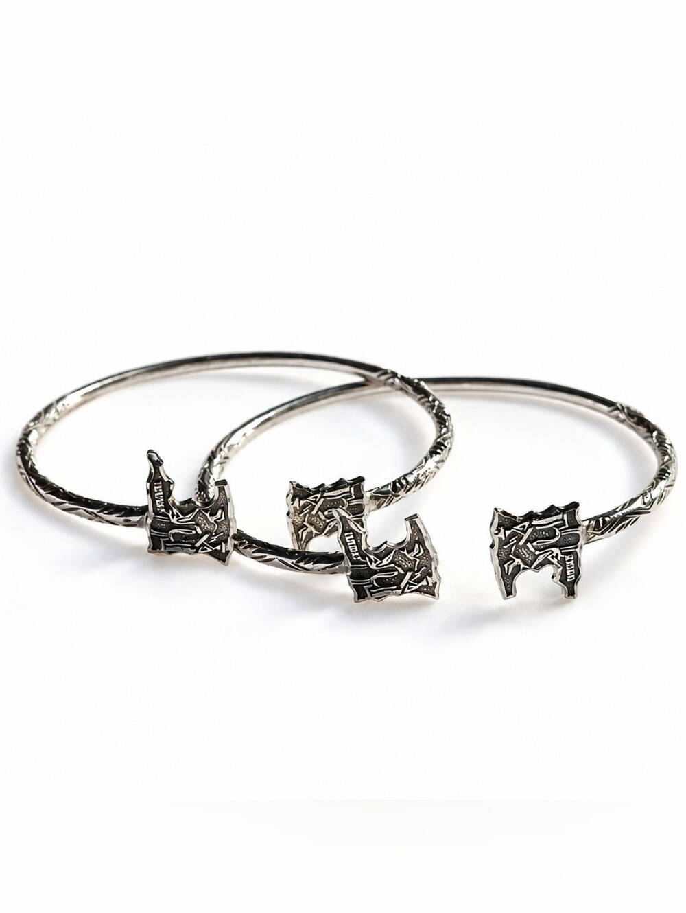Vintage Trinidad Sterling Silver Bangle Bracelets Matching Pair 35g